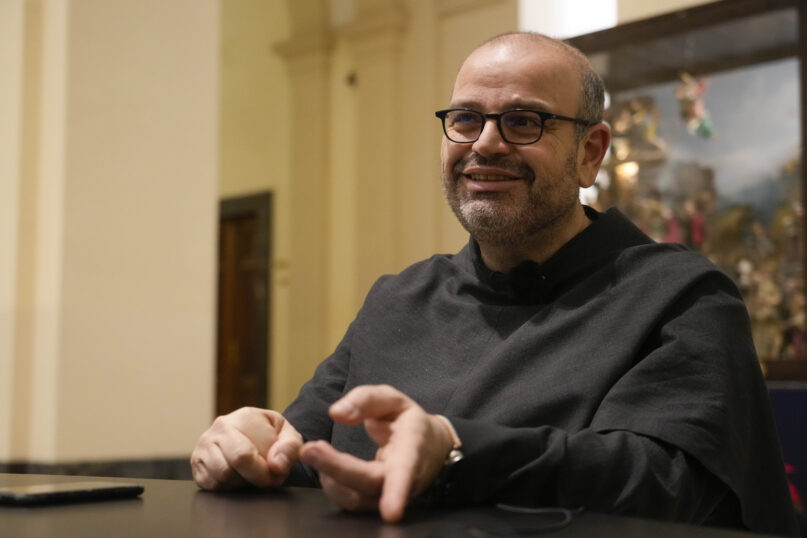 Head of the Italian committee on Artificial Intelligence (AI), Franciscan Friar Paolo Benanti who is also a consultant for the Vatican and discusses AI with Pope Francis is interviewed by the Associated Press in Rome, Monday, Jan. 15, 2024. (AP Photo/Gregorio Borgia)