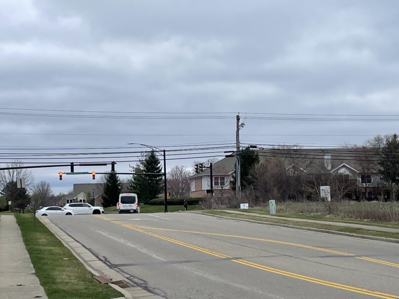 The intersection of Mason-Montgomery Road and Cedar Village Drive in Mason, OH.