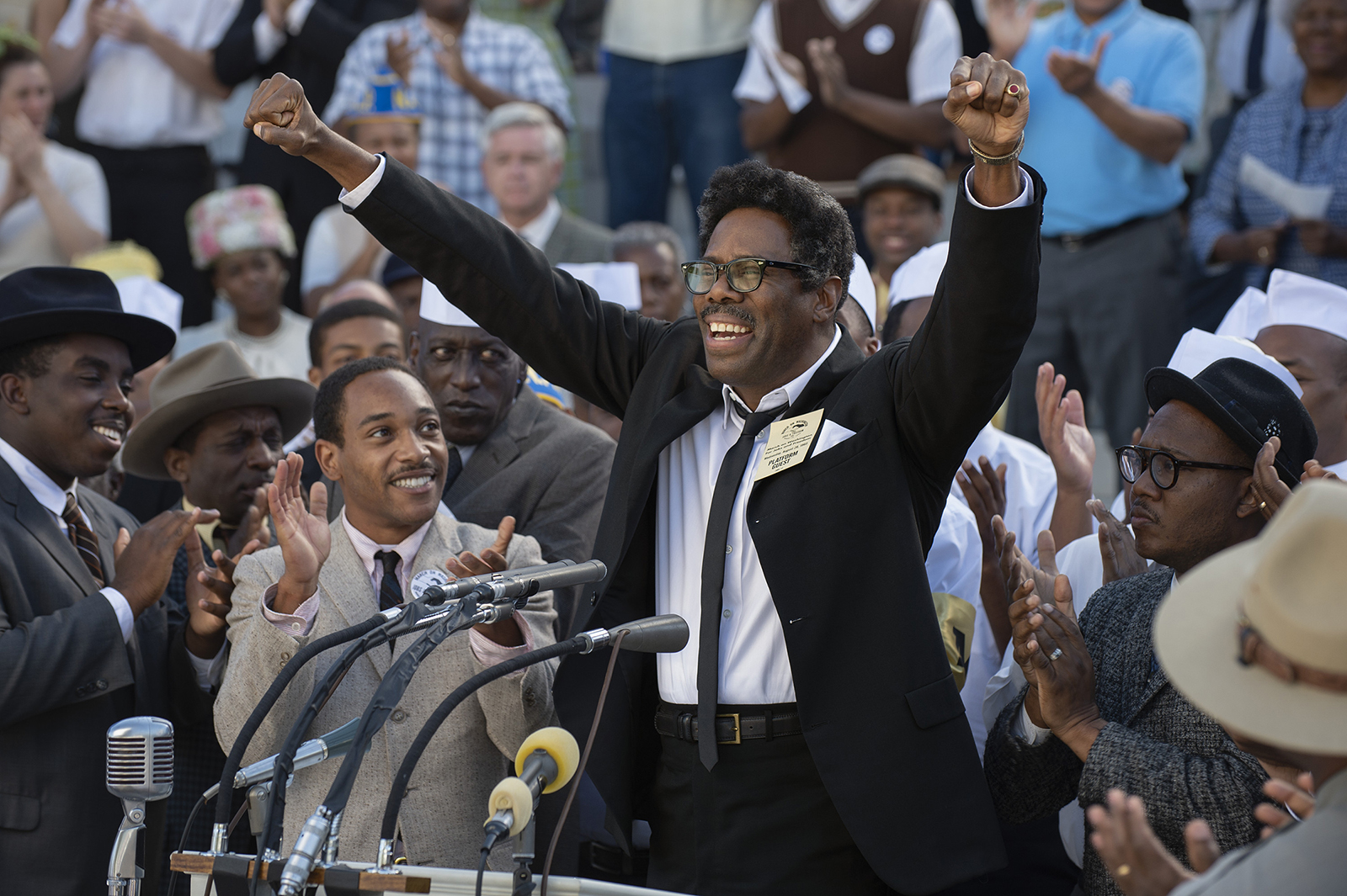 Actor Colman Domingo as Bayard Rustin in the new biopic "Rustin." (Photo by David Lee/Netflix © 2022)