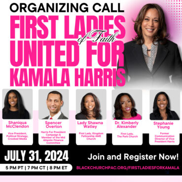 Promotional material for the First Ladies of Faith United for Kamala Harris National Organizing Call. (Courtesy image)