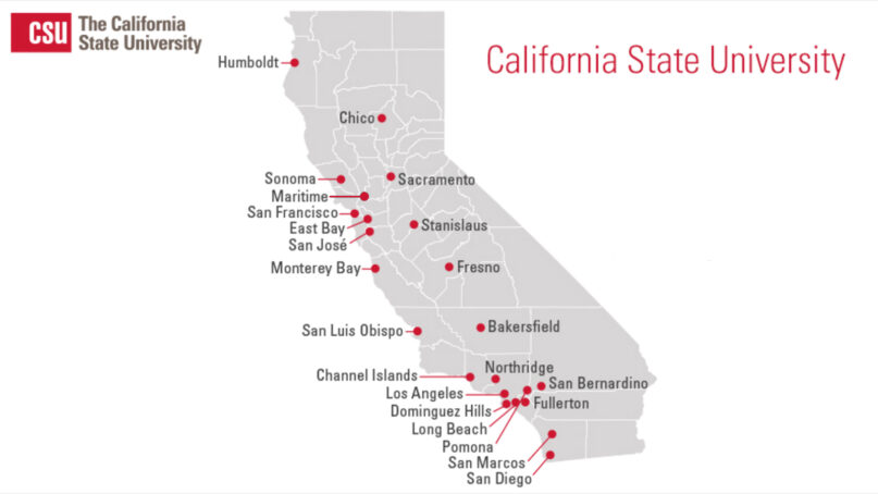 The 23 campuses of the California State University system, the largest four-year public university system in the nation. Graphic courtesy of CSU