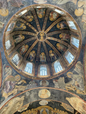 Virgin and Child, center, in the painted dome of the parecclesion in the former Chora Church in Istanbul, Turkey. (RNS photo/David I. Klein)