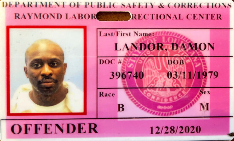 Damon Landor after his hair was cut at Raymond Laborde Correctional Center in Avoyelles Parish, Louisiana. (Photo courtesy of Weil, Gotshal & Manges)