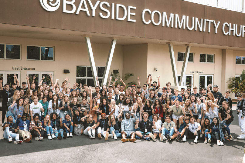 Bayside College students pose together at Bayside Community Church in Bradenton, Florida. Bayside College is an extension site of Southeastern University. (Courtesy photo)