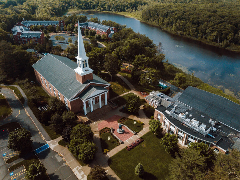 An aerial view of Gordon College in Wenham, Massachusetts. (Photo by Mark Spooner/Gordon College)