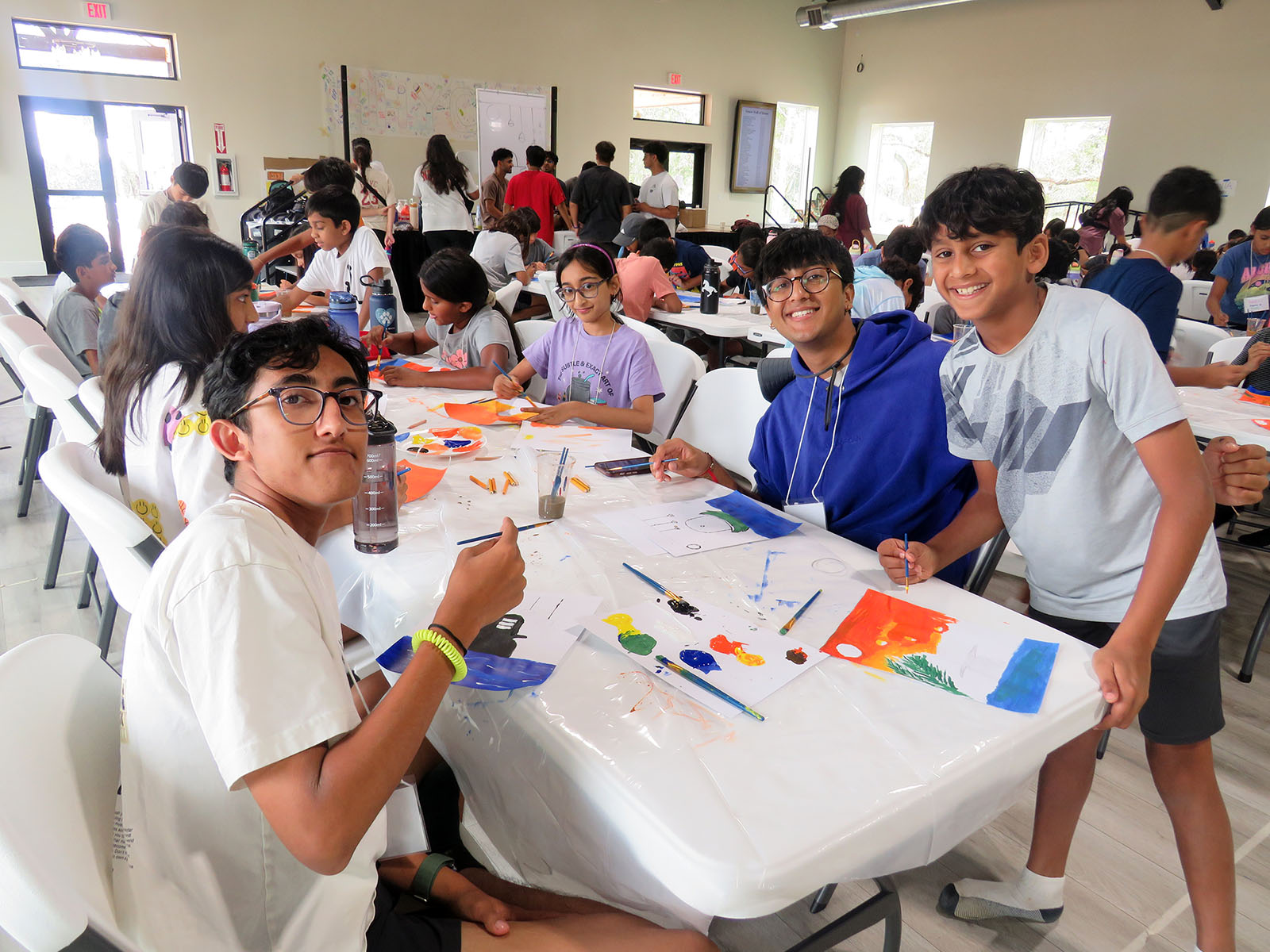 Junior campers work on crafts during the Hindu Heritage Youth Camp at the Texas Hindu Campsite in Houston. (Photo courtesy Hindu Heritage Youth Camp)