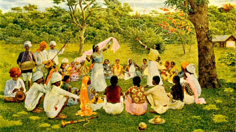 Indo-Caribbeans in the 19th century celebrating the Indian culture in West Indies through dance and music on an estate in Trinidad and Tobago. (Image courtesy of Wikipedia/Creative Commons)