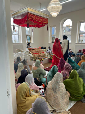 Sikhs attend a wedding during the reopening of a gurdwara in Londonderry, Northern Ireland, April 11, 2024. (Photo courtesy Amerjit Singh)