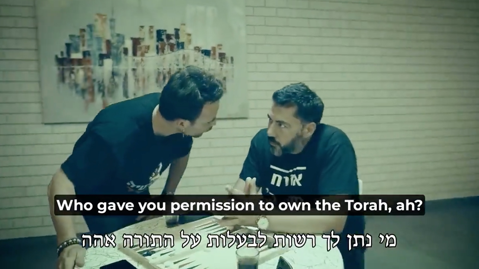 Screen grab from a viral "I don't hate" music video portraying two Israeli Jews. Video screen grab