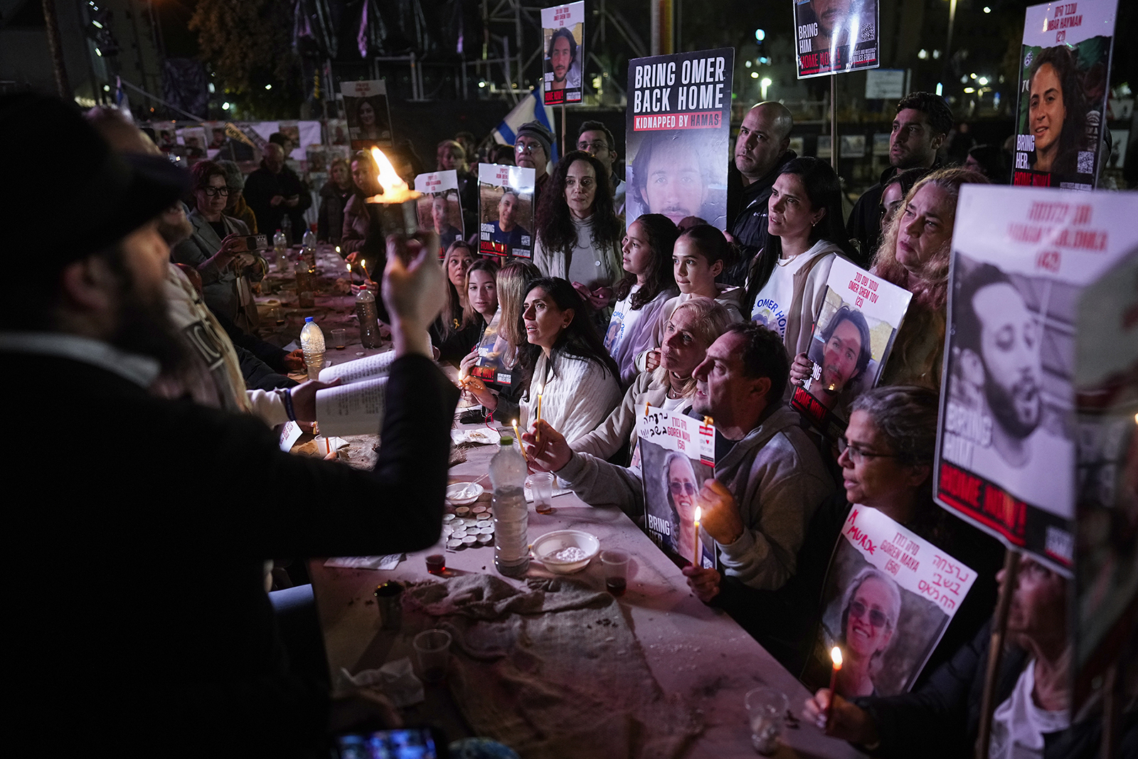 Friends and relatives of the Israeli hostages held in the Gaza Strip by the Hamas militant group attend a rally calling for their release in Tel Aviv, Israel, Feb. 24, 2024. (AP Photo/Ohad Zwigenberg)