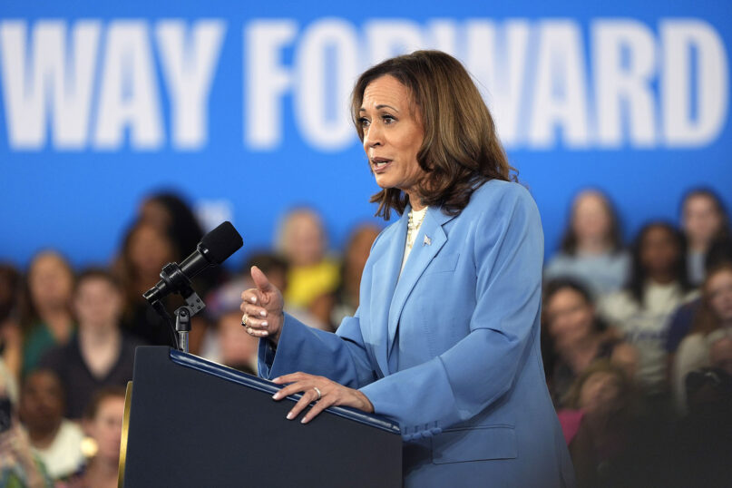 Democratic presidential nominee Vice President Kamala Harris speaks during a campaign event at the Hendrick Center for Automotive Excellence in Raleigh, N.C., Friday, Aug. 16, 2024. (AP Photo/Julia Nikhinson)