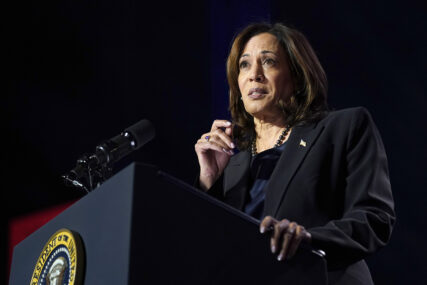 Vice President Kamala Harris speaks before President Joe Biden at an event on the campus of George Mason University in Manassas, Va., Tuesday, Jan. 23, 2024, to campaign for abortion rights, a top issue for Democrats in the upcoming presidential election. (AP Photo/Susan Walsh)
