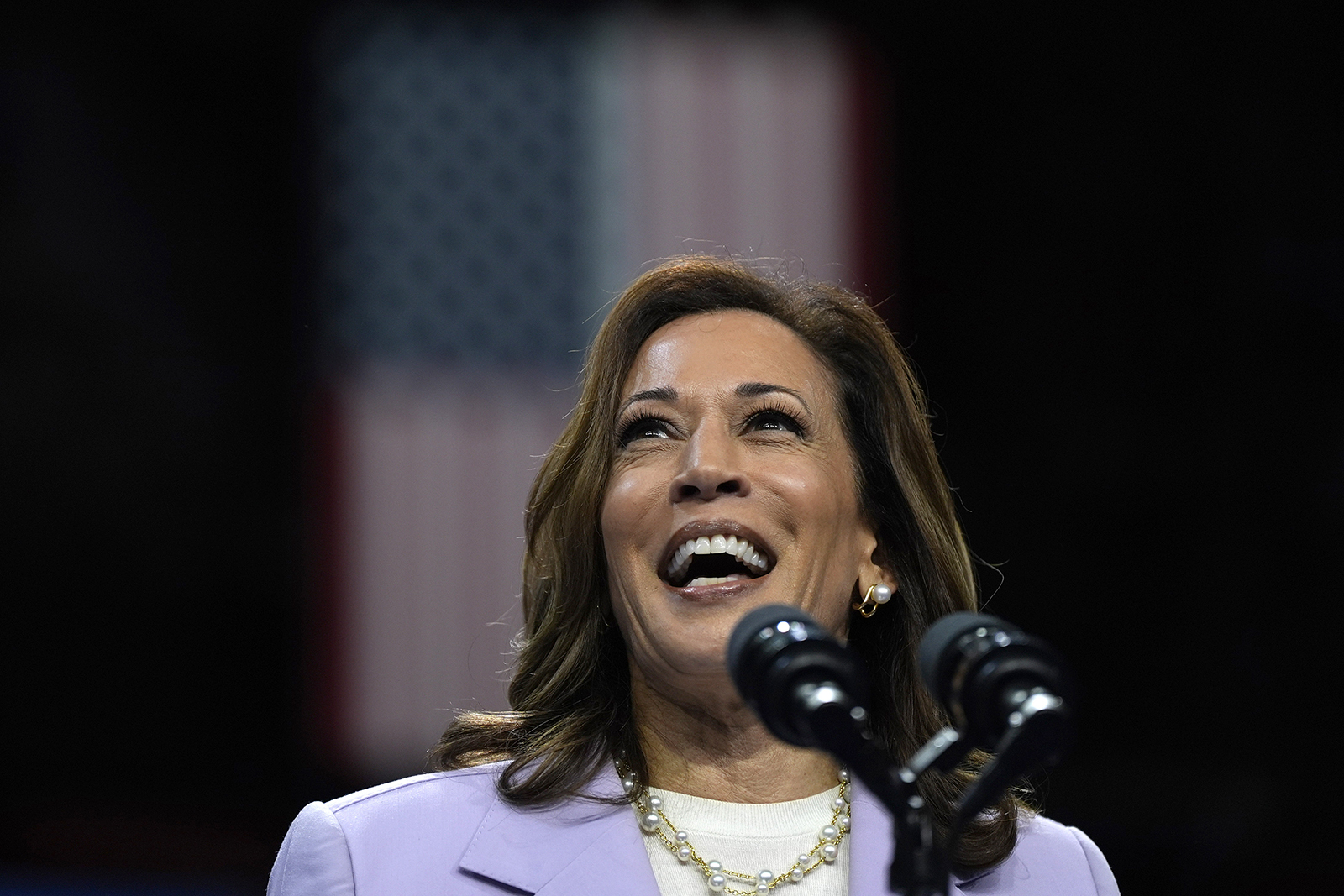 Democratic presidential nominee Vice President Kamala Harris speaks at a campaign rally, Saturday, Aug. 10, 2024, in Las Vegas. (AP Photo/Julia Nikhinson)