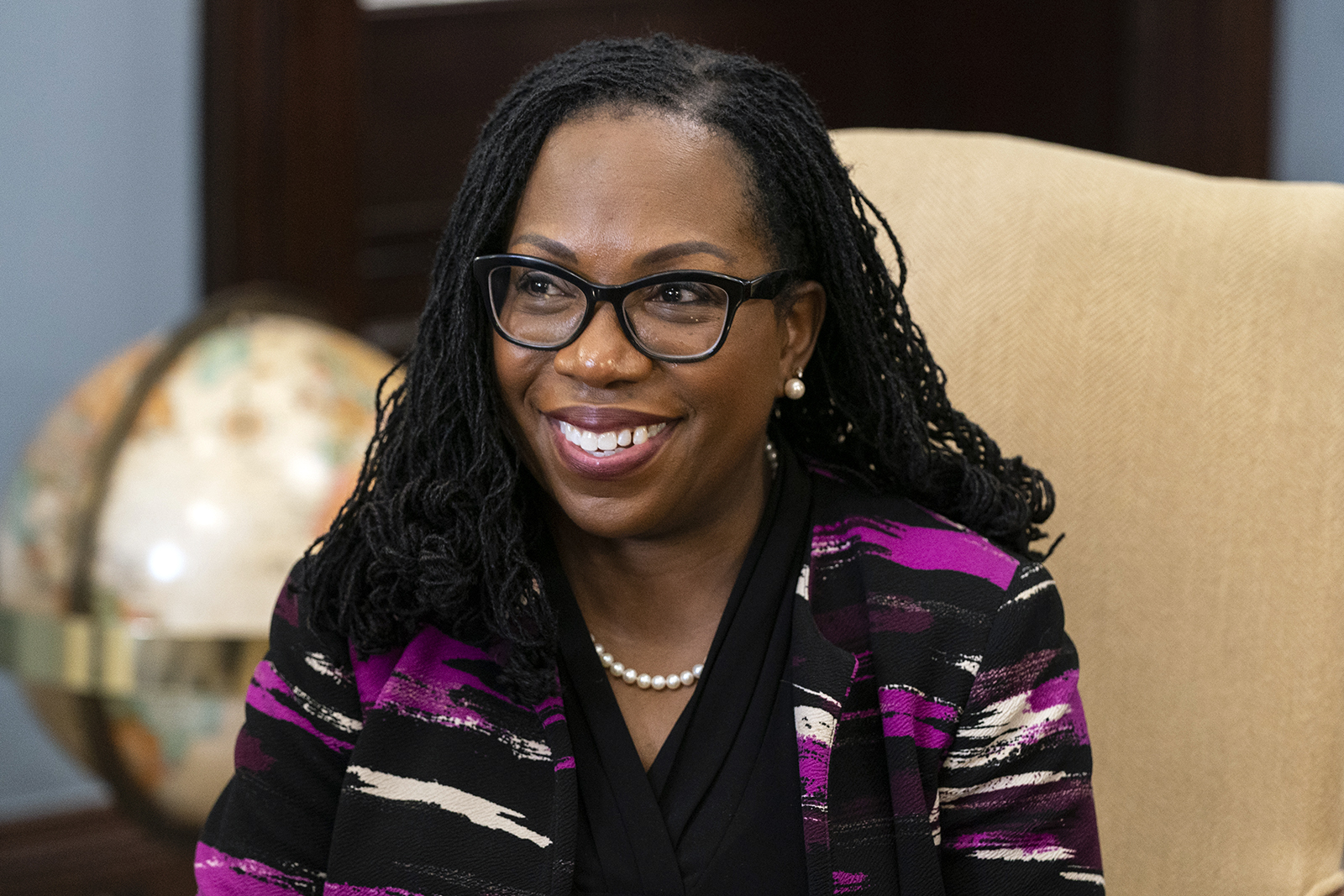 Supreme Court nominee Judge Ketanji Brown Jackson meets with Sen. Chris Coons, D-Del., on Capitol Hill, Wednesday, March 10, 2022, in Washington. Judge Jackson's confirmation hearing starts March 21. If confirmed, she would be the court's first Black female justice. (AP Photo/Alex Brandon)