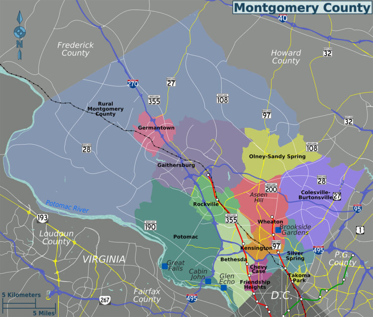 Map of Montgomery County, Maryland. (Image courtesy Wikimedia/Creative Commons)