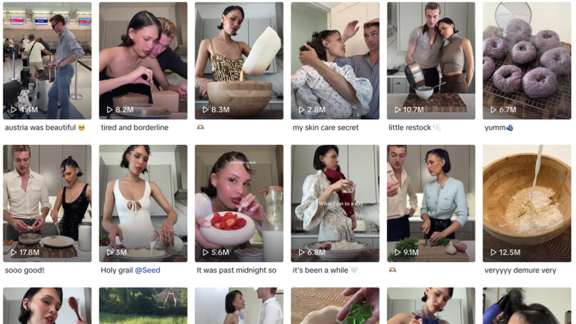 A variety of recent TikTok posts by Nara Smith. (Screen grab)