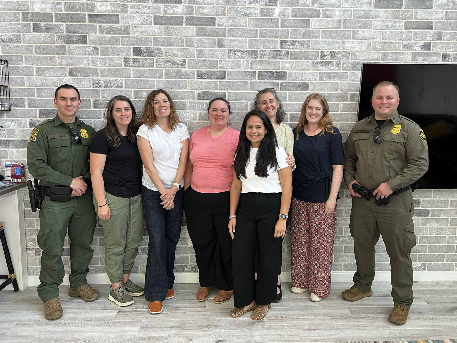 Leaders from Mormon Women for Ethical Government meet with U.S. Border Patrol agents during a border visit in McAllen, Texas. (Photo courtesy MWEG)