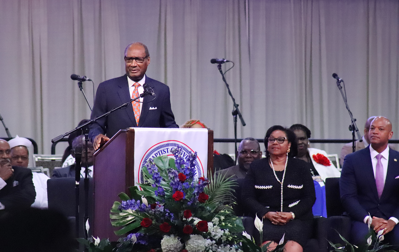 The Rev. Jerry Young addresses the National Baptist Convention, USA, Inc. annual meeting, Tuesday, Sept. 3, 2024, at the Baltimore Convention Center in Baltimore, Maryland. (RNS photo/Adelle M. Banks)