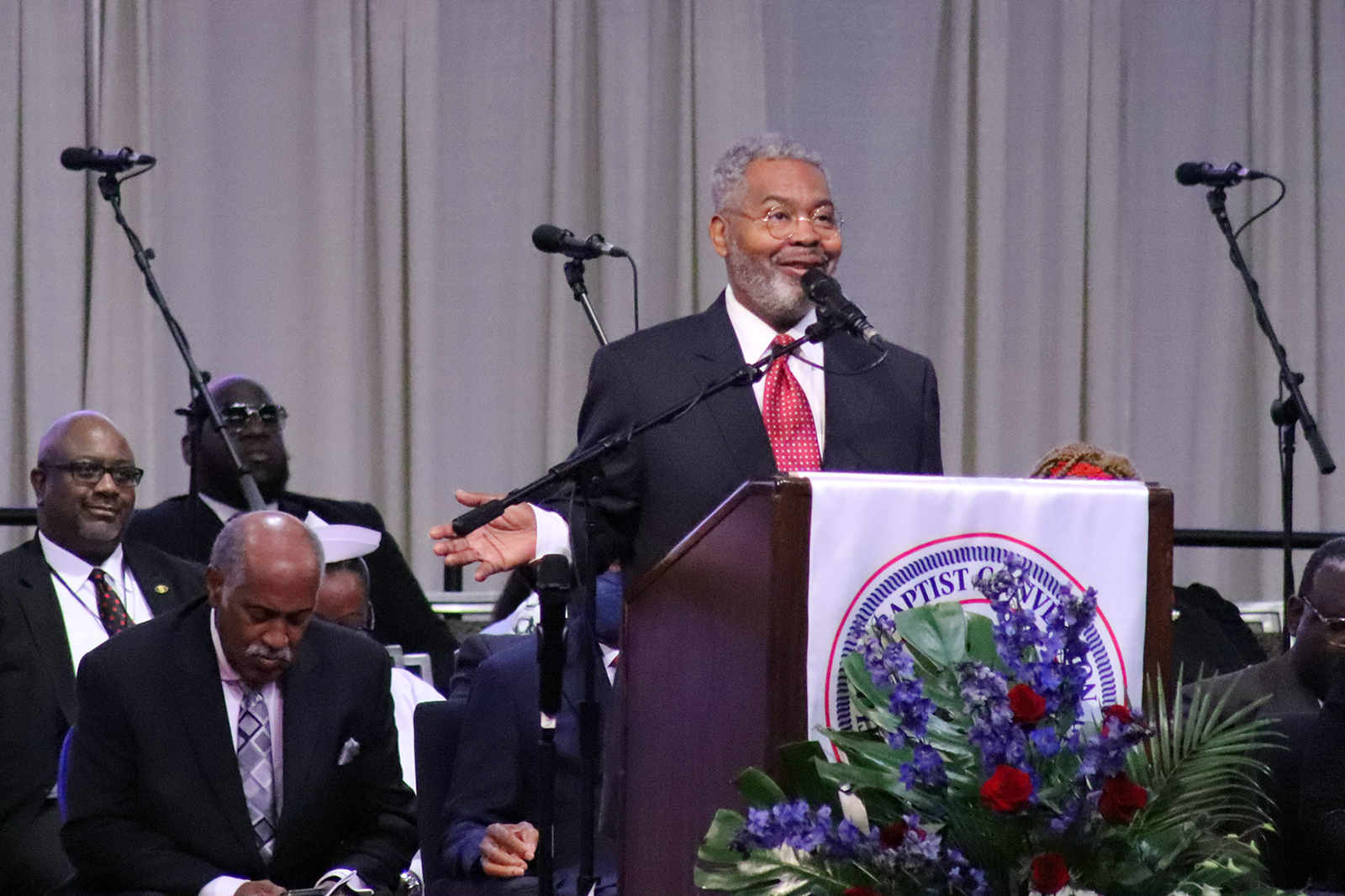 The Rev. Greggory Maddox speaks during the National Baptist Convention, USA, Inc. annual meeting, Tuesday, Sept. 3, 2024, at the Baltimore Convention Center in Baltimore, Maryland. (RNS photo/Adelle M. Banks)