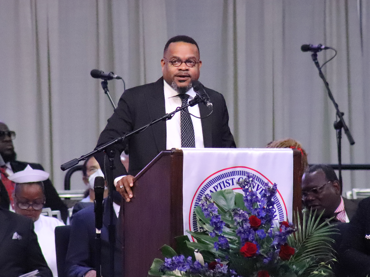 The Rev. Breonus Mitchell Sr. speaks during the National Baptist Convention, USA, Inc. annual meeting, Tuesday, Sept. 3, 2024, at the Baltimore Convention Center in Baltimore, Maryland. (RNS photo/Adelle M. Banks)