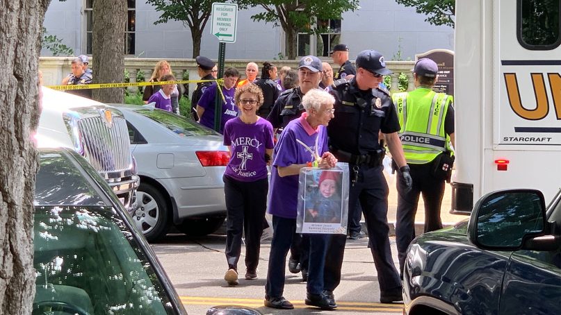 Capitol Police arrest dozens of Roman Catholic protestors at the U.S. Capitol on July 18, 2019. RNS photo by Jack Jenkins