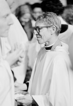 The Rev. Pauli Murray is shown as she is ordained at the Washington Cathedral in Washington, D.C., on Jan. 8, 1977. The Rev. Murray is the first Black woman ordained as a priest of the Episcopal Church (USA). Murray resigned a professorship at Brandies University to become a candidate for the priesthood. (AP Photo)