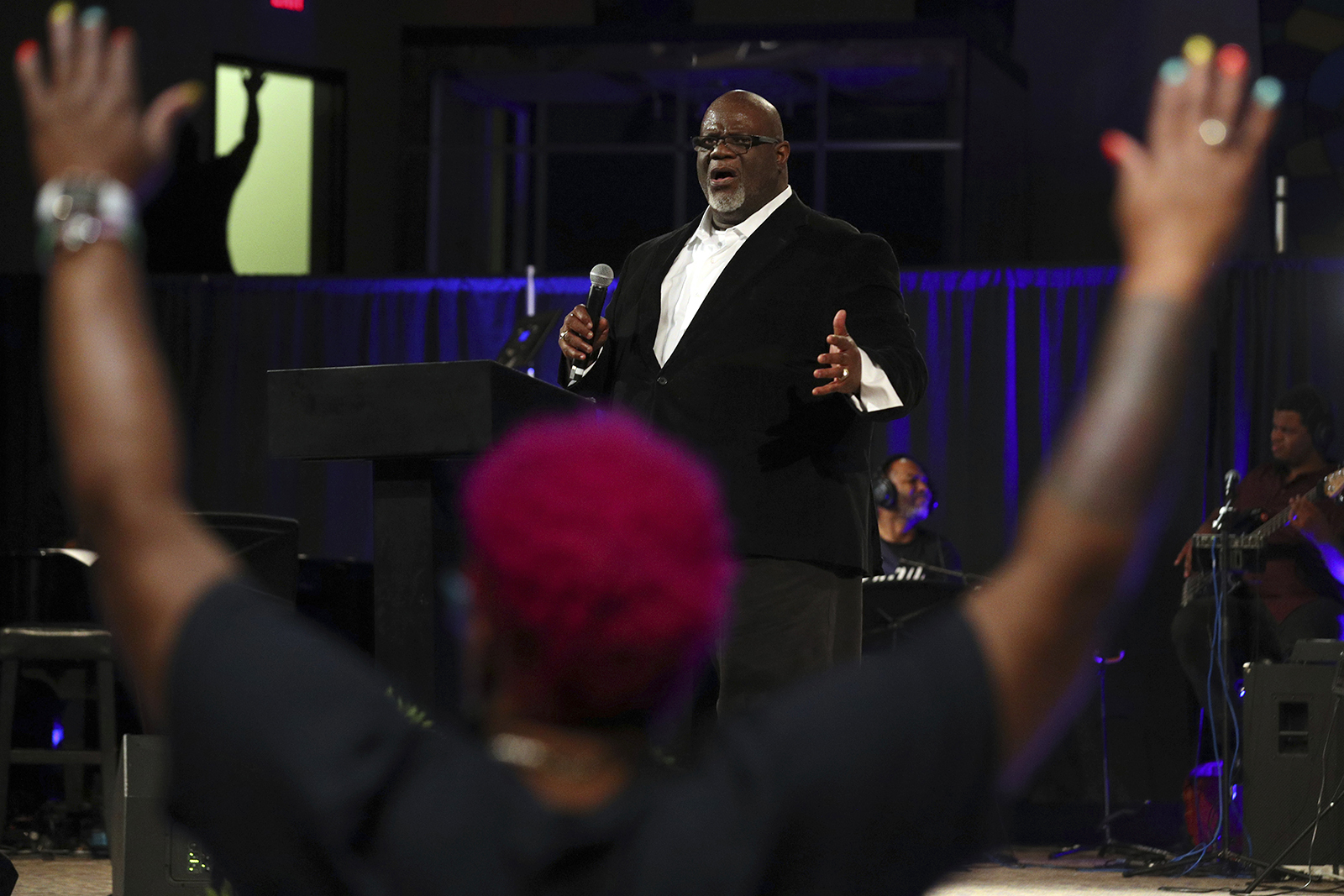 Dwight McKissic, pastor of Cornerstone Baptist Church, speaks during services in Arlington, Texas, on Sunday, June 6, 2021. In December 2020, McKissic was one of the co-signers of a statement by a multiethnic group of Southern Baptists asserting that systemic racial injustice is a reality. “Some recent events have left many brothers and sisters of color feeling betrayed and wondering if the SBC is committed to racial reconciliation,” the statement said. (AP Photo/Richard W. Rodriguez)