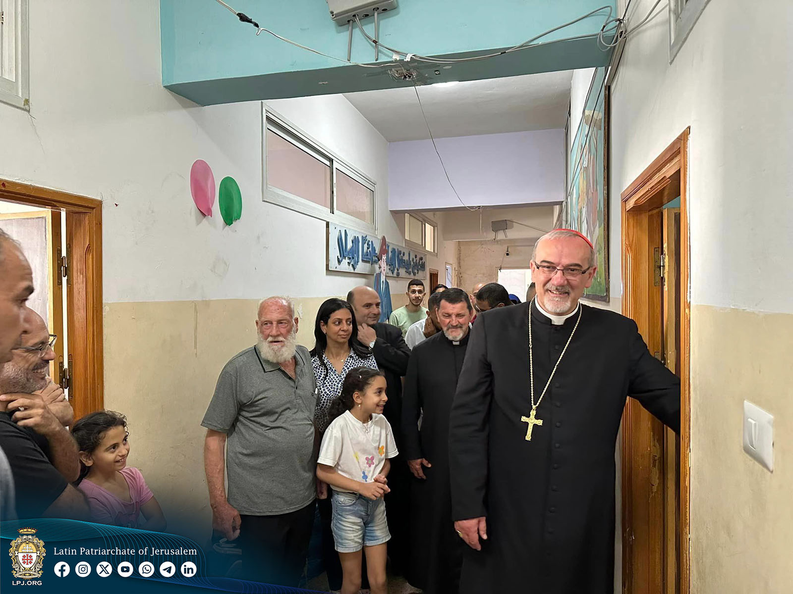 Cardinal Pierbattista Pizzaballa visits the Holy Family Parish in Gaza City on May 16, 2024. (Photo by Issa Anton/Latin Patriarchate of Jerusalem)