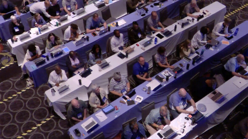 In-person attendees at the General Assembly of the Presbyterian Church (USA) in Salt Lake City, Utah. (Video screen grab)