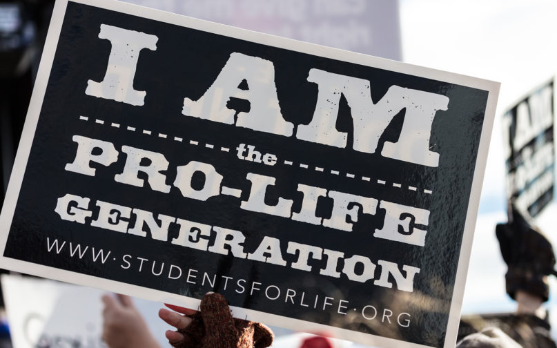 A sign held during the 2017 March for Life in Washington. Photo by  James McNellis/Creative Commons