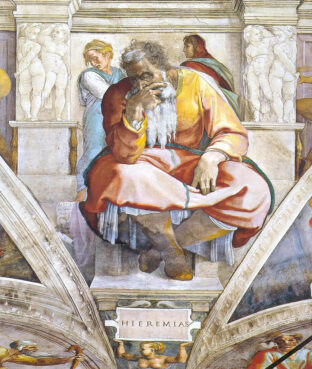 Jeremiah, as depicted by Michelangelo on the ceiling of the Sistine Chapel. (Image courtesy Wikipedia/Creative Commons)