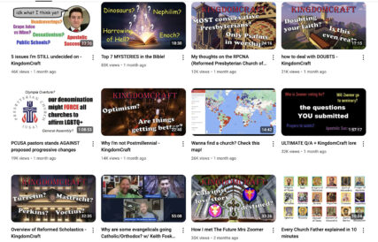 A variety of recent videos on the Redeemed Zoomer Youtube channel. (Screen grab)