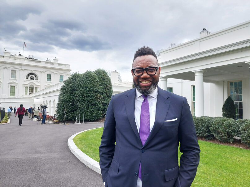 The Rev. Thomas Bowen stands for a portrait in front of the White House on March 15, 2024. RNS Photo by Adelle M. Banks