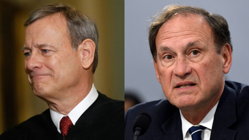 Chief Justice John Roberts in January 2020, left, and Justice Samuel Alito in March 2019. (AP Photos)