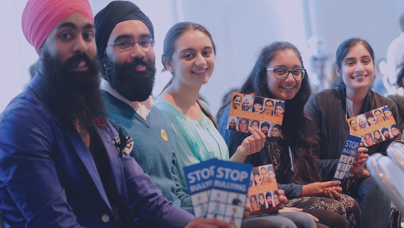 People display Sikh anti-bullying brochures. (Photo courtesy Sikh Coalition)