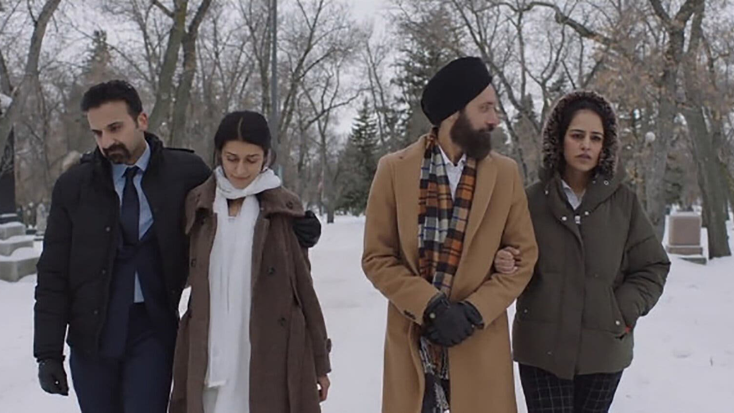 Huse Madhavji, from left, Sandy Sidhu, Stephen Lobo and Agam Darshi portray siblings in "Donkeyhead." Photo courtesy of Array