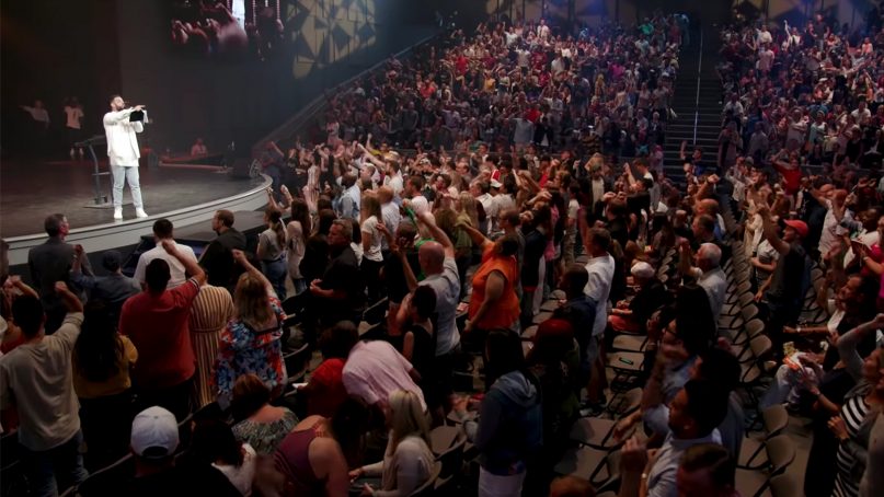 Pastor Steven Furtick preaches at Elevation Church in North Carolina. Video screen grab