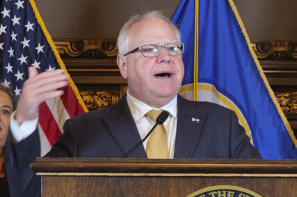 Democratic Minnesota Gov. Tim Walz speaks at a news conference at the Minnesota state Capitol in St. Paul, Aug. 16, 2023. (AP Photo/Steve Karnowski, File)