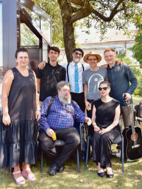 Algirdas Davidavicius, center, in beret, with other teachers and organizers of Vilnius’ summer Yiddish language intensive course. (Photo by David Ian Klein)